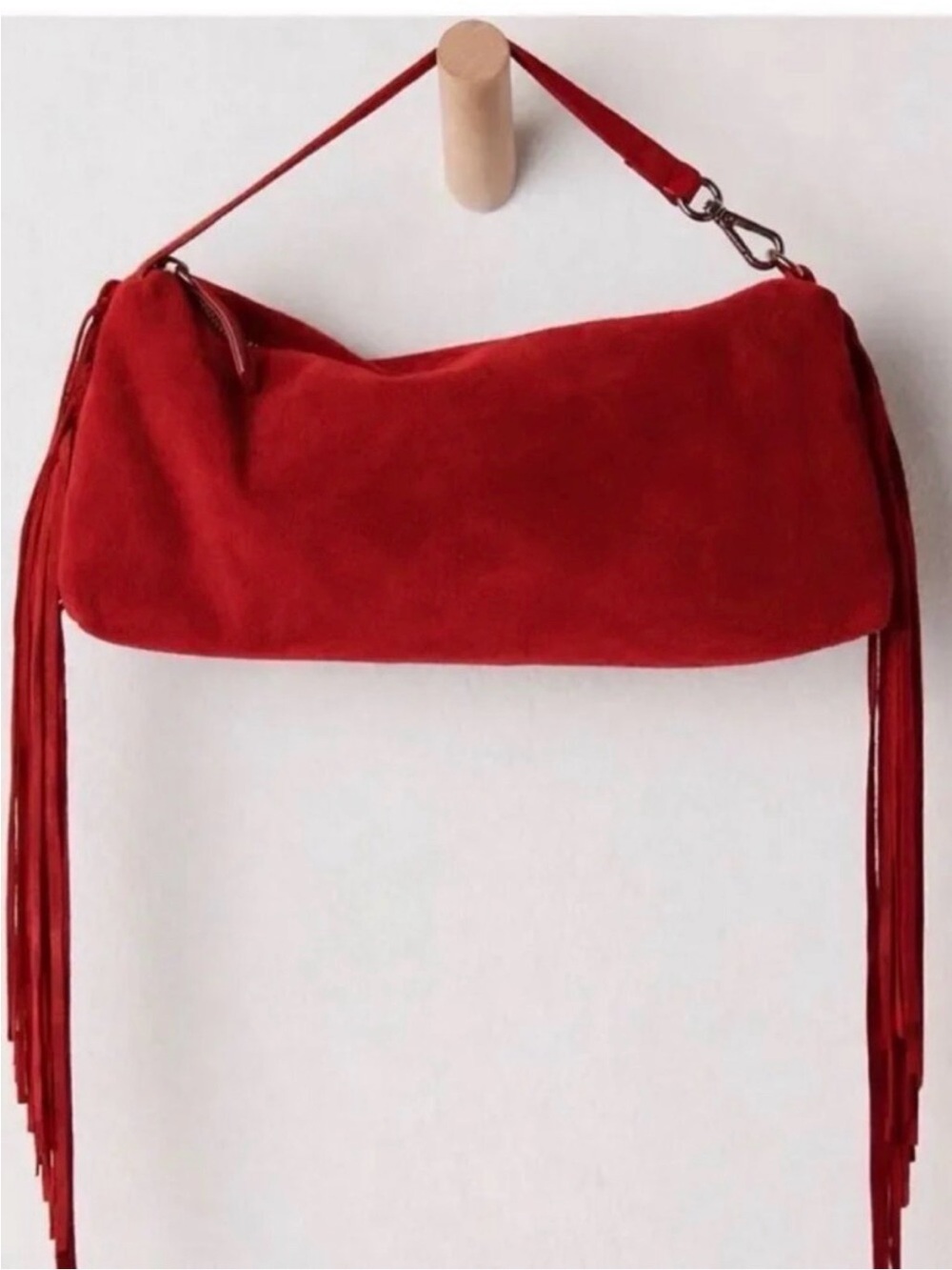 NWT Free People Finn Fringed Shoulder Bag in Red
